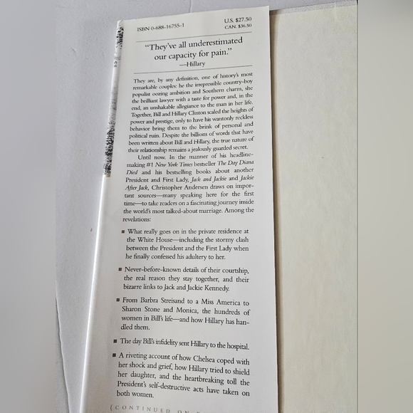 Bill & Hillary The Marriage Christopher Andersen 99 Home Accent Coffe Table book - Picture 9 of 14